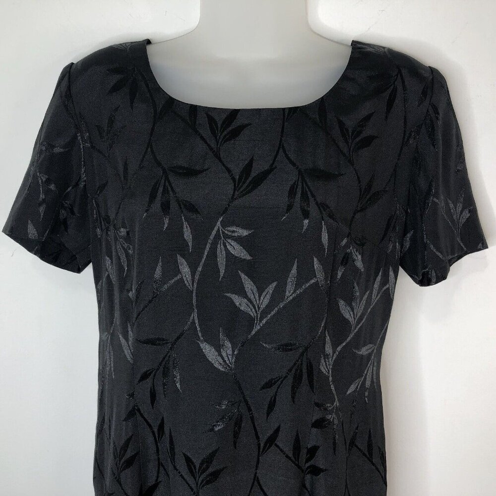 Vintage Giorgio Fiorlini Black Metallic Silver Dress Size 7/8 Goth 1990s Y2K